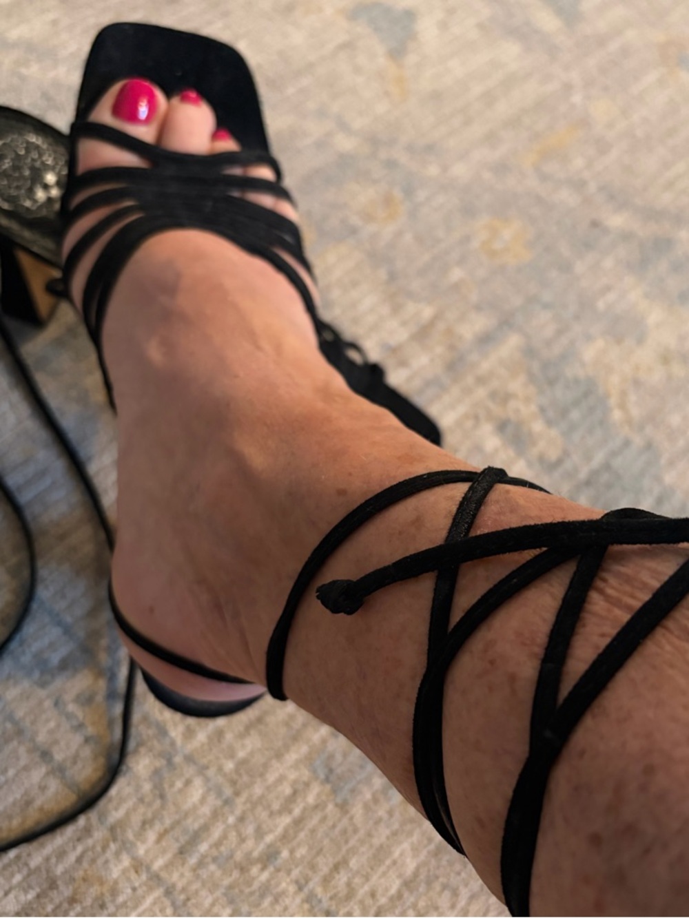 Vince Camuto Black Lace-Up Strappy Heels